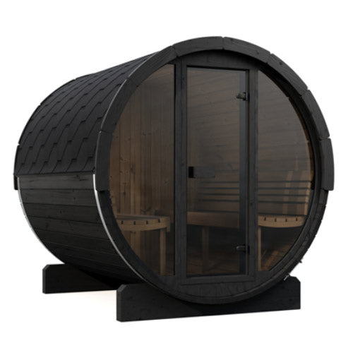 SaunaLife ERGO E8B Outdoor Barrel Sauna Kit | 6 Person Sauna - DIY, Paint Included