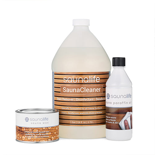 SaunaLife Sauna Care Package - Sauna Wax, Paraffin Oil & Cleaner