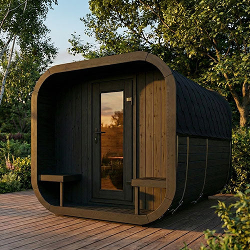 SaunaLife Cube CL12GCPB Luxury 8 Person Outdoor Sauna Suite - DIY, Paint Included