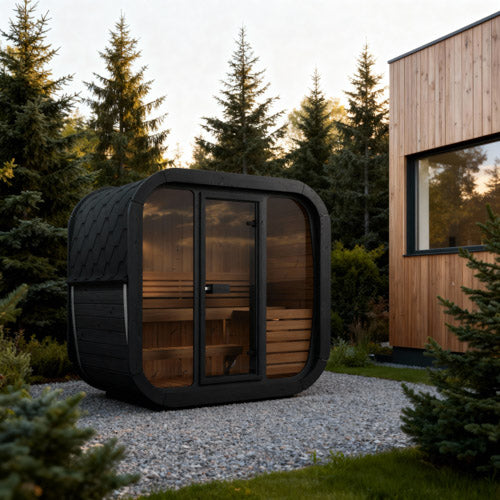 SaunaLife Cube CL4GB Luxury 3 Person Outdoor Sauna - DIY, Paint Included