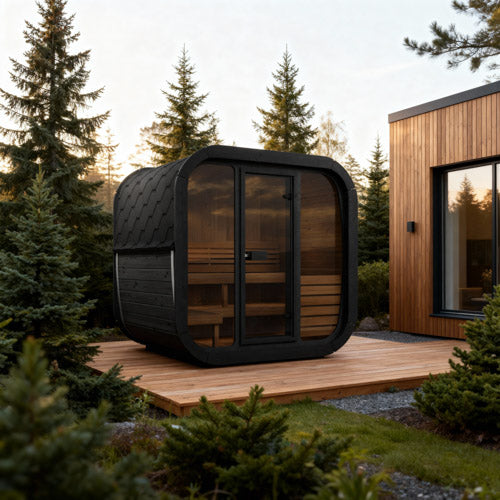 SaunaLife Cube CL5GB Luxury 4 Person Outdoor Sauna - DIY, Paint Included