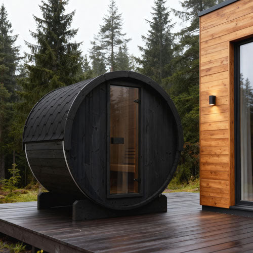 SaunaLife ERGO E7B Outdoor Barrel Sauna Kit | 4 Person Sauna - DIY, Paint Included