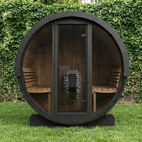 SaunaLife ERGO E7B Outdoor Barrel Sauna Kit | 4 Person Sauna - DIY, Paint Included