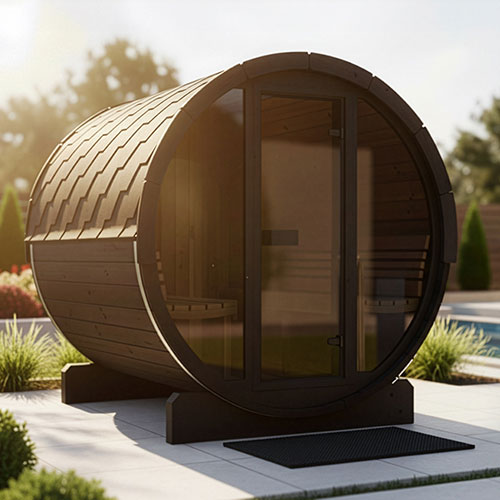SaunaLife ERGO E8B Outdoor Barrel Sauna Kit | 6 Person Sauna - DIY, Paint Included