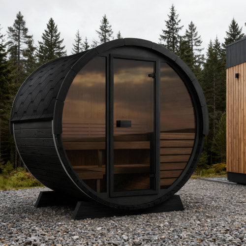SaunaLife ERGO EE6GB Outdoor Barrel Sauna Kit | 4 Person Sauna - DIY, Paint Included