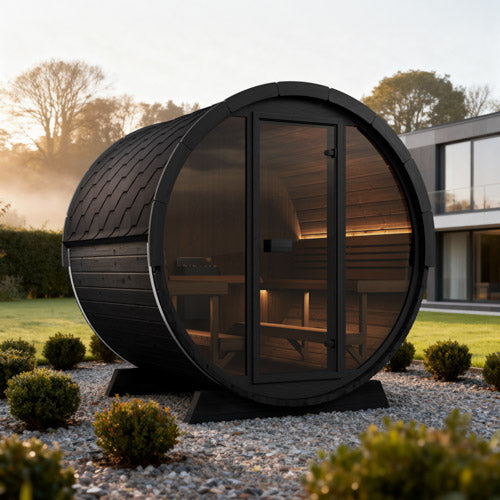SaunaLife ERGO EE8GB Outdoor Barrel Sauna Kit | 6 Person Sauna - DIY, Paint Included
