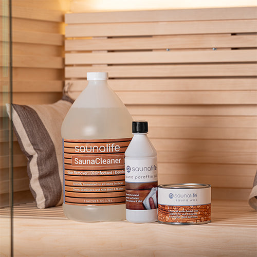 SaunaLife Sauna Care Package - Sauna Wax, Paraffin Oil & Cleaner