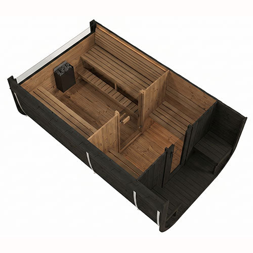 SaunaLife Cube CL12GCPB Luxury 8 Person Outdoor Sauna Suite - DIY, Paint Included