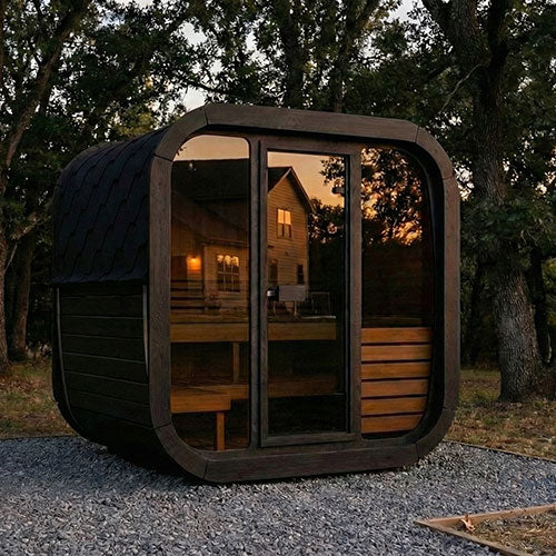 SaunaLife Cube CL5GB Luxury 4 Person Outdoor Sauna - DIY, Paint Included