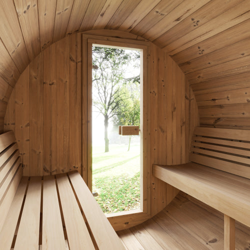 SaunaLife ERGO E7B Outdoor Barrel Sauna Kit | 4 Person Sauna - DIY, Paint Included