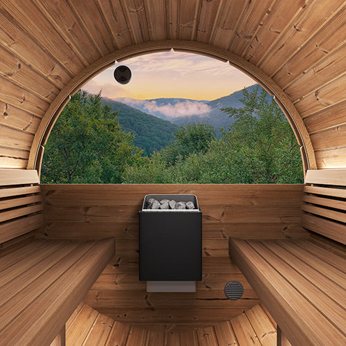 SaunaLife ERGO E8B Outdoor Barrel Sauna Kit | 6 Person Sauna - DIY, Paint Included