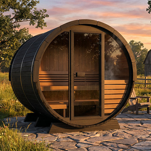 SaunaLife ERGO EE6GB Outdoor Barrel Sauna Kit | 4 Person Sauna - DIY, Paint Included
