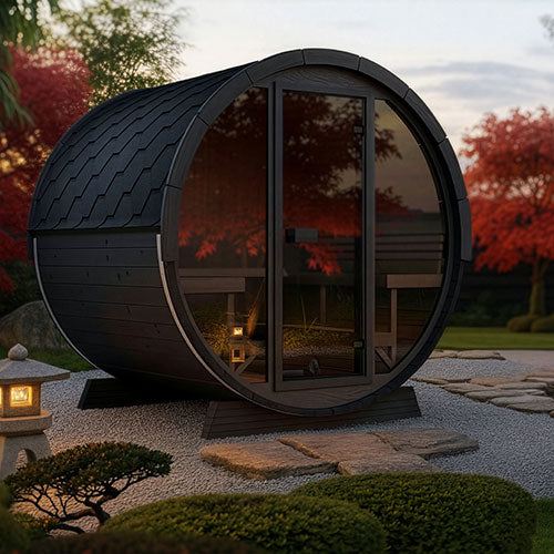 SaunaLife ERGO EE8GB Outdoor Barrel Sauna Kit | 6 Person Sauna - DIY, Paint Included