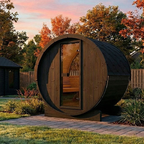 SaunaLife ERGO E6B Outdoor Barrel Sauna Kit | 3 Person Sauna - DIY, Paint Included