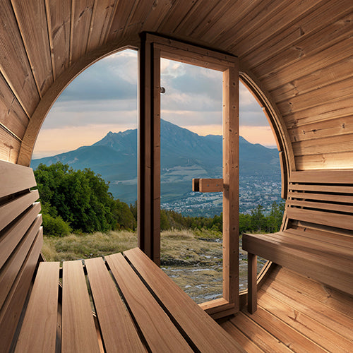 SaunaLife ERGO E7B Outdoor Barrel Sauna Kit | 4 Person Sauna - DIY, Paint Included