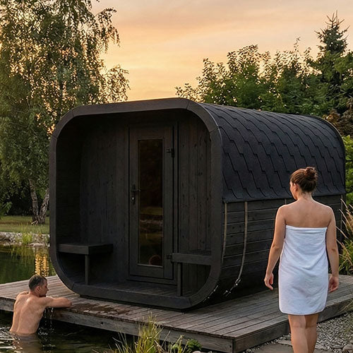 SaunaLife Cube CL12GCPB Luxury 8 Person Outdoor Sauna Suite - DIY, Paint Included