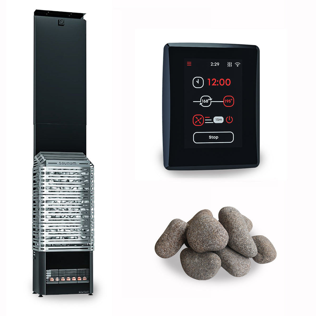 Saunum Air 7kW 240V Open Basket Electric Sauna Heater Package