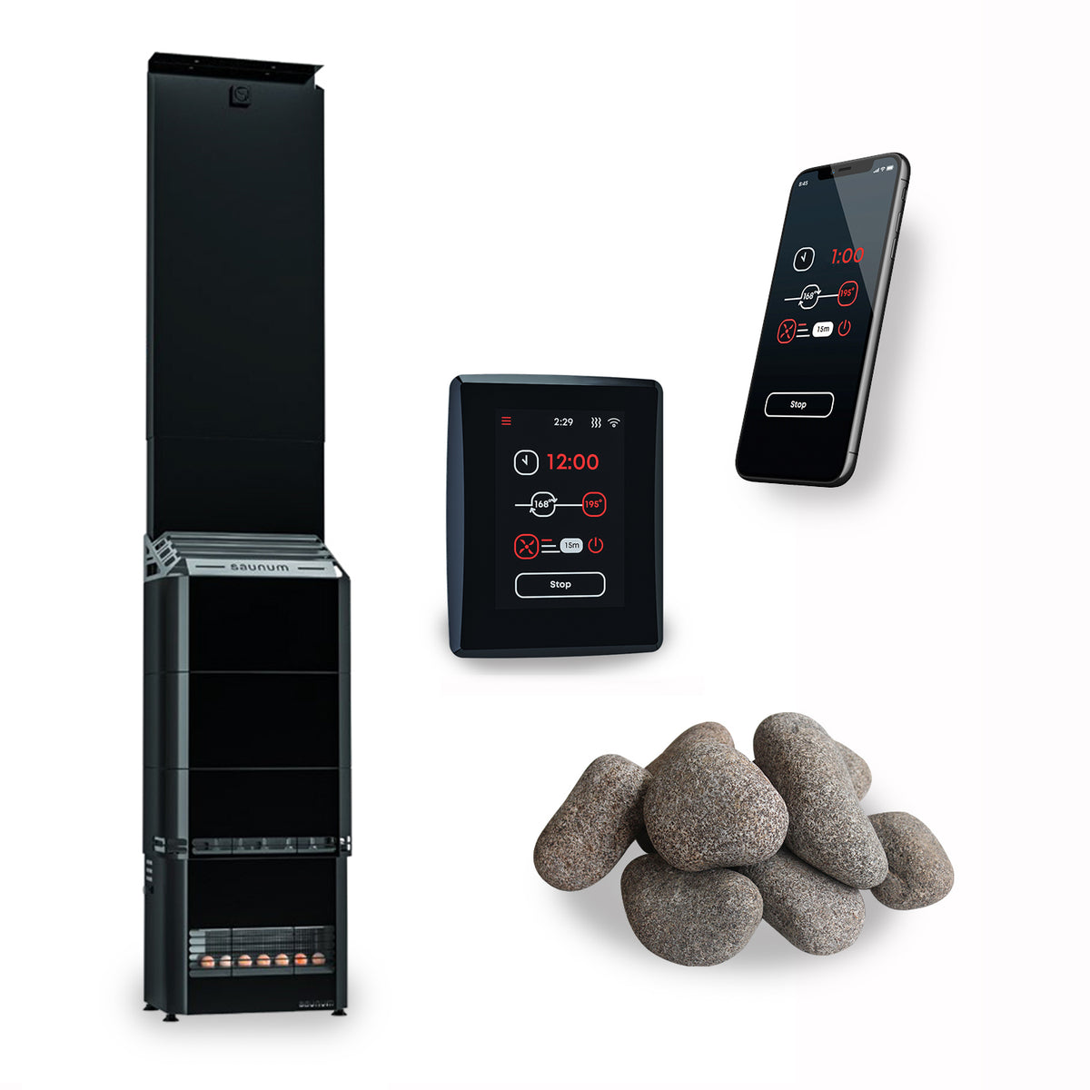 Saunum Air 5kW 240V Closed Basket Electric Sauna Heater Package