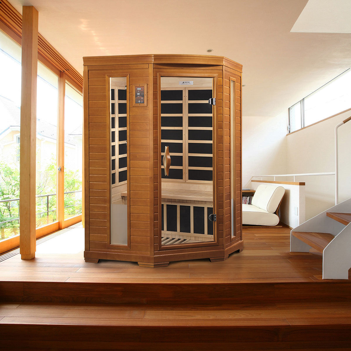 Golden Designs Dynamic Heming 2-person Corner Low EMF FAR Infrared Sauna
