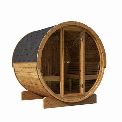 SaunaLife ERGO E7 Outdoor Barrel Sauna Kit | 4 Person Sauna