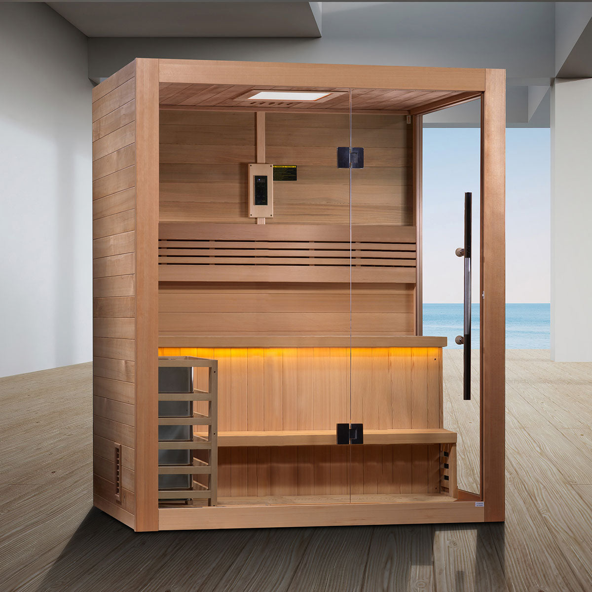 Golden Designs Hanko 2 Person Indoor Traditional Sauna - Canadian Red Cedar Interior