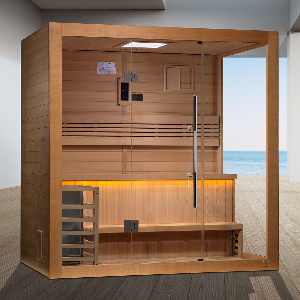 Golden Designs Forssa 3 Person Indoor Traditional Sauna - Canadian Red Cedar Interior