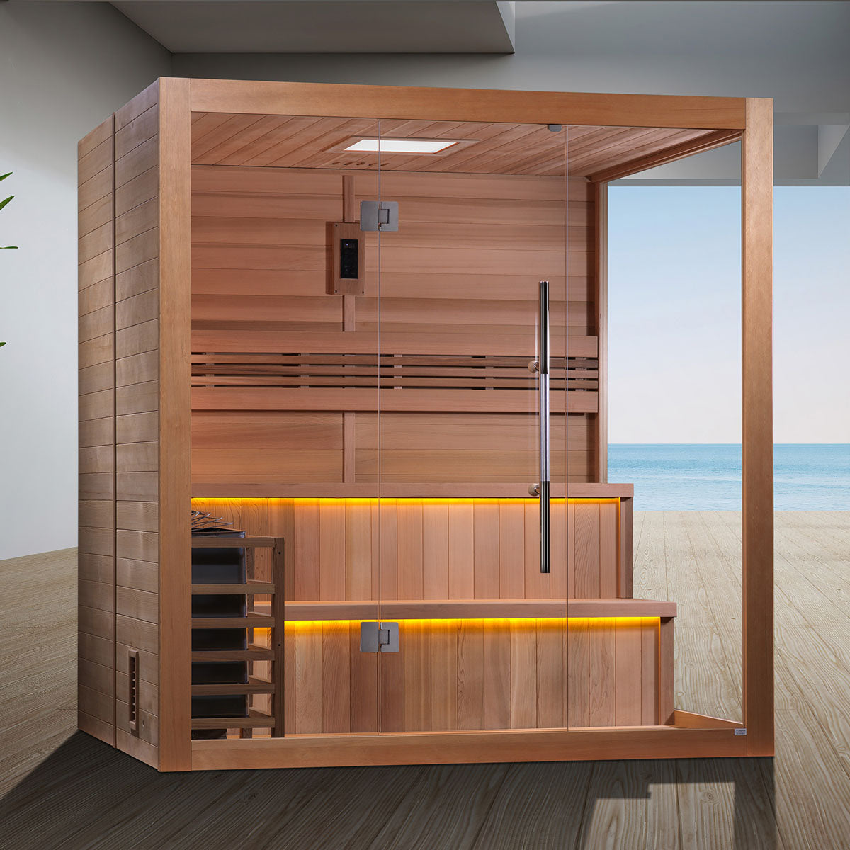 Golden Designs Kuusamo 6 Person Indoor Traditional Sauna - Canadian Red Cedar Interior