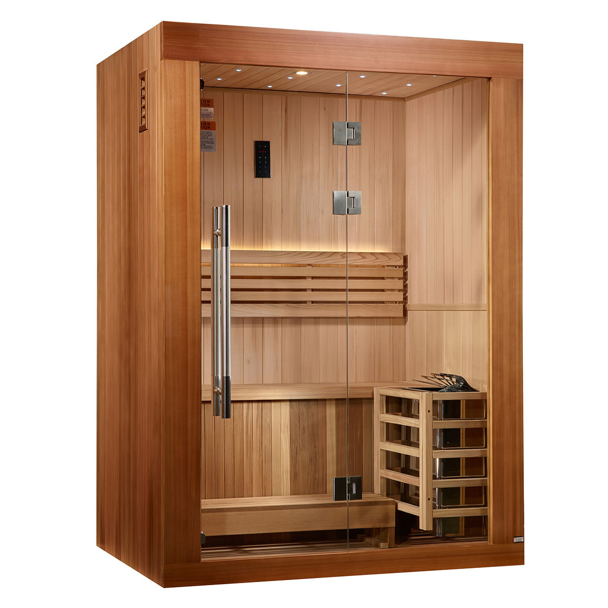 Golden Designs Sundsvall 2 Person Traditional Sauna - Canadian Red Cedar Interior and Pacific Premium Clear Cedar Exterior