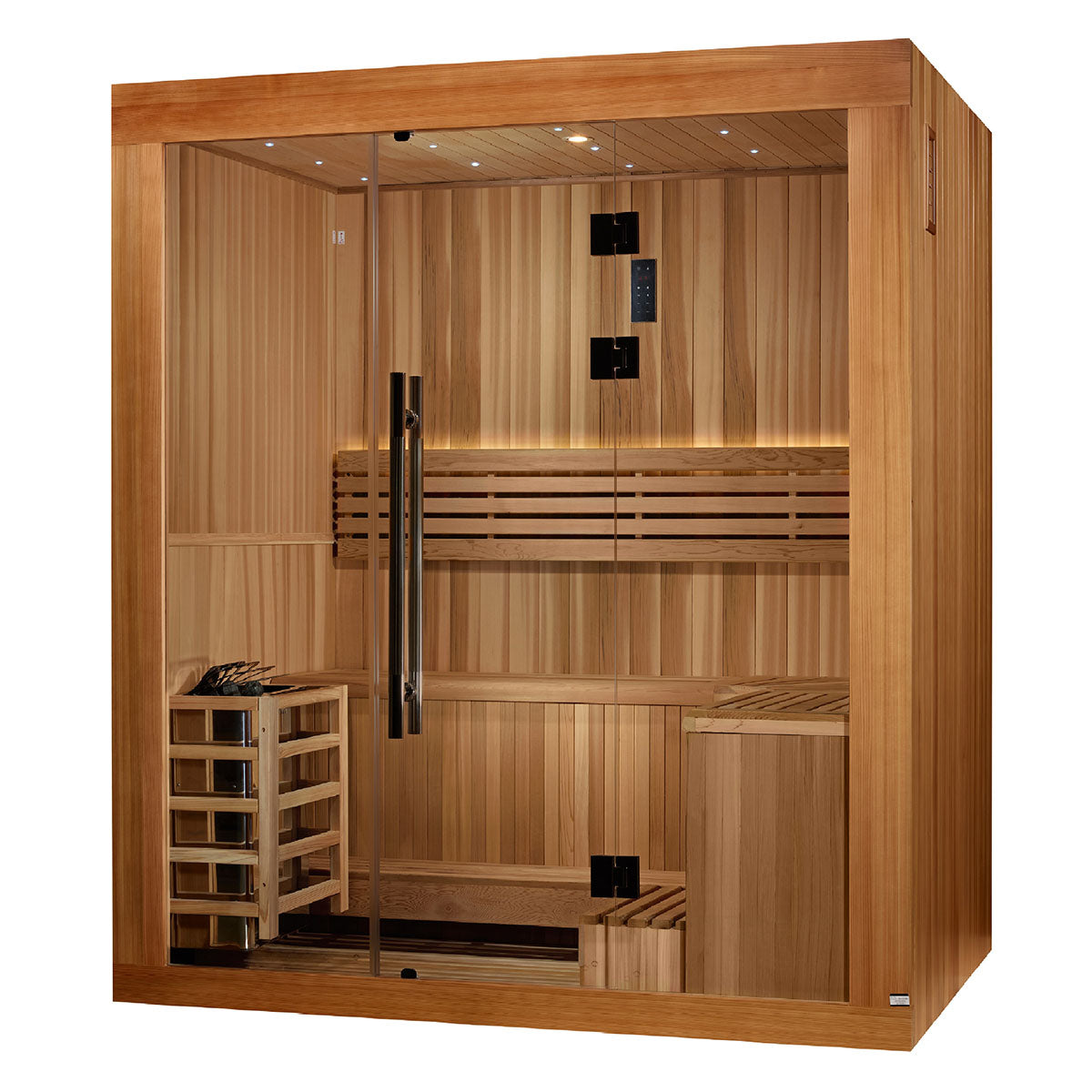 Golden Designs Copenhagen 3 Person Traditional Sauna - Canadian Red Cedar Interior and Pacific Premium Clear Cedar Exterior