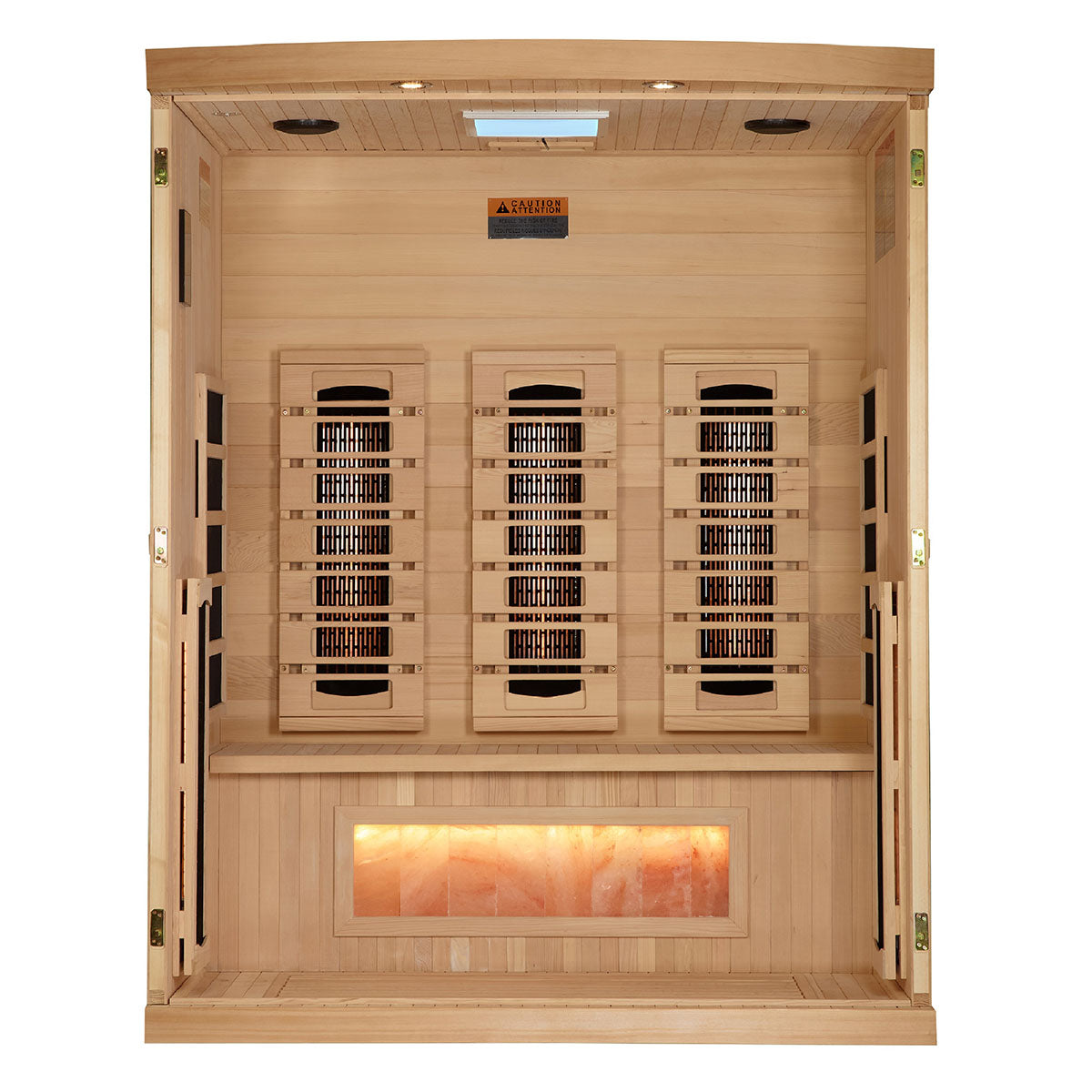 Golden Designs 3-Person Full Spectrum Infrared Sauna with Himalayan Salt Bar