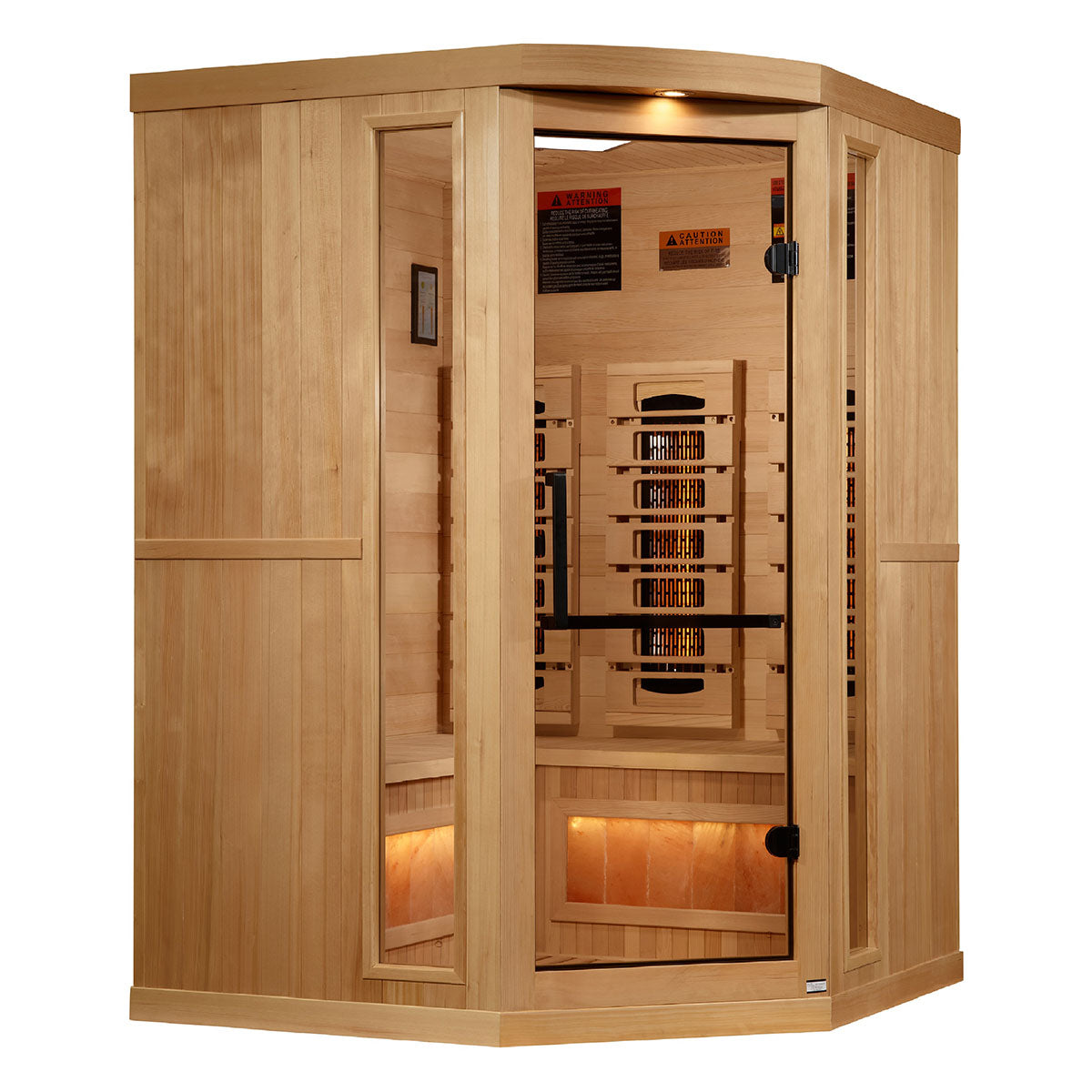 Golden Designs 3-Person Full Spectrum Infrared Sauna with Himalayan Salt Bar (Corner Unit)