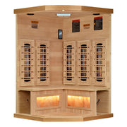 Golden Designs 3-Person Full Spectrum Infrared Sauna with Himalayan Salt Bar (Corner Unit)