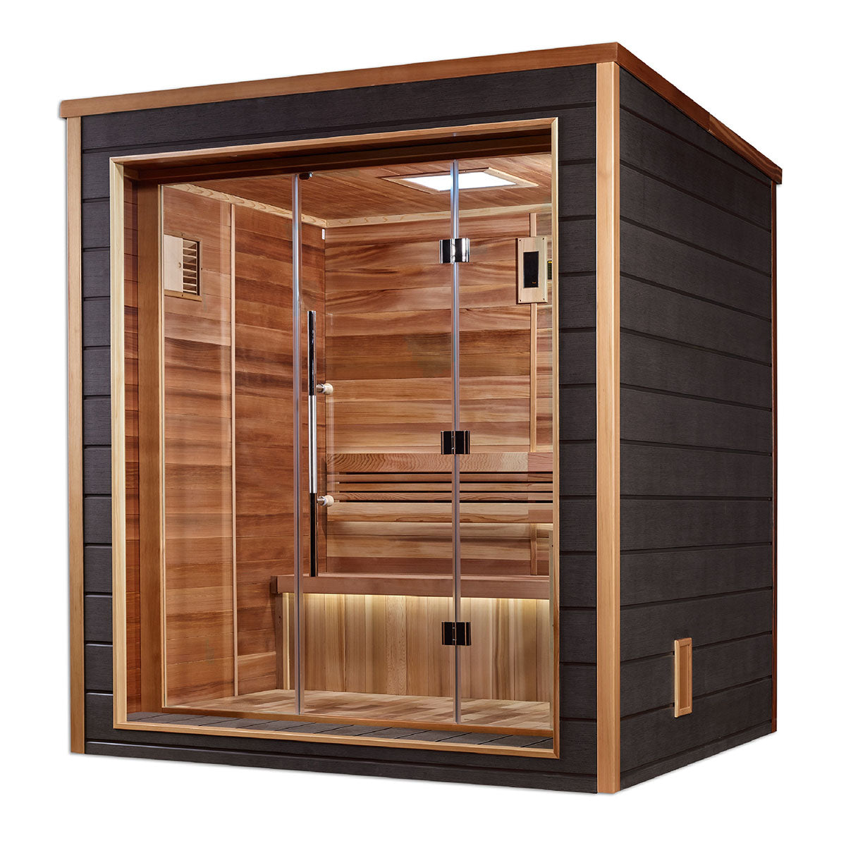 Golden Designs Drammen 3 Person Outdoor Traditional Sauna - Canadian Red Cedar Interior