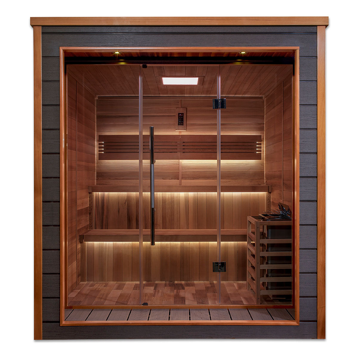 Golden Designs Bergen 6 Person Outdoor Traditional Sauna - Canadian Red Cedar Interior