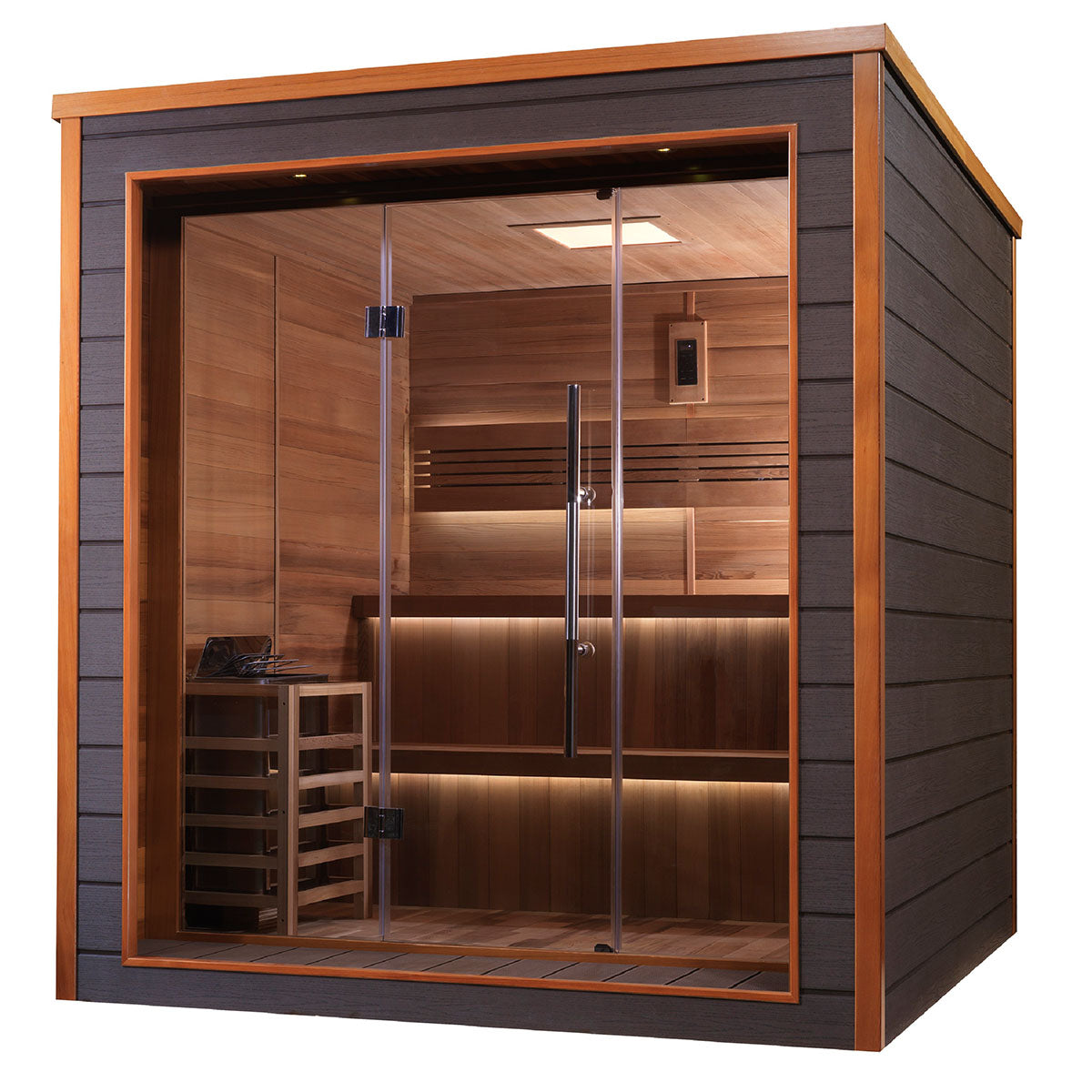 Golden Designs Bergen 6 Person Outdoor Traditional Sauna - Canadian Red Cedar Interior