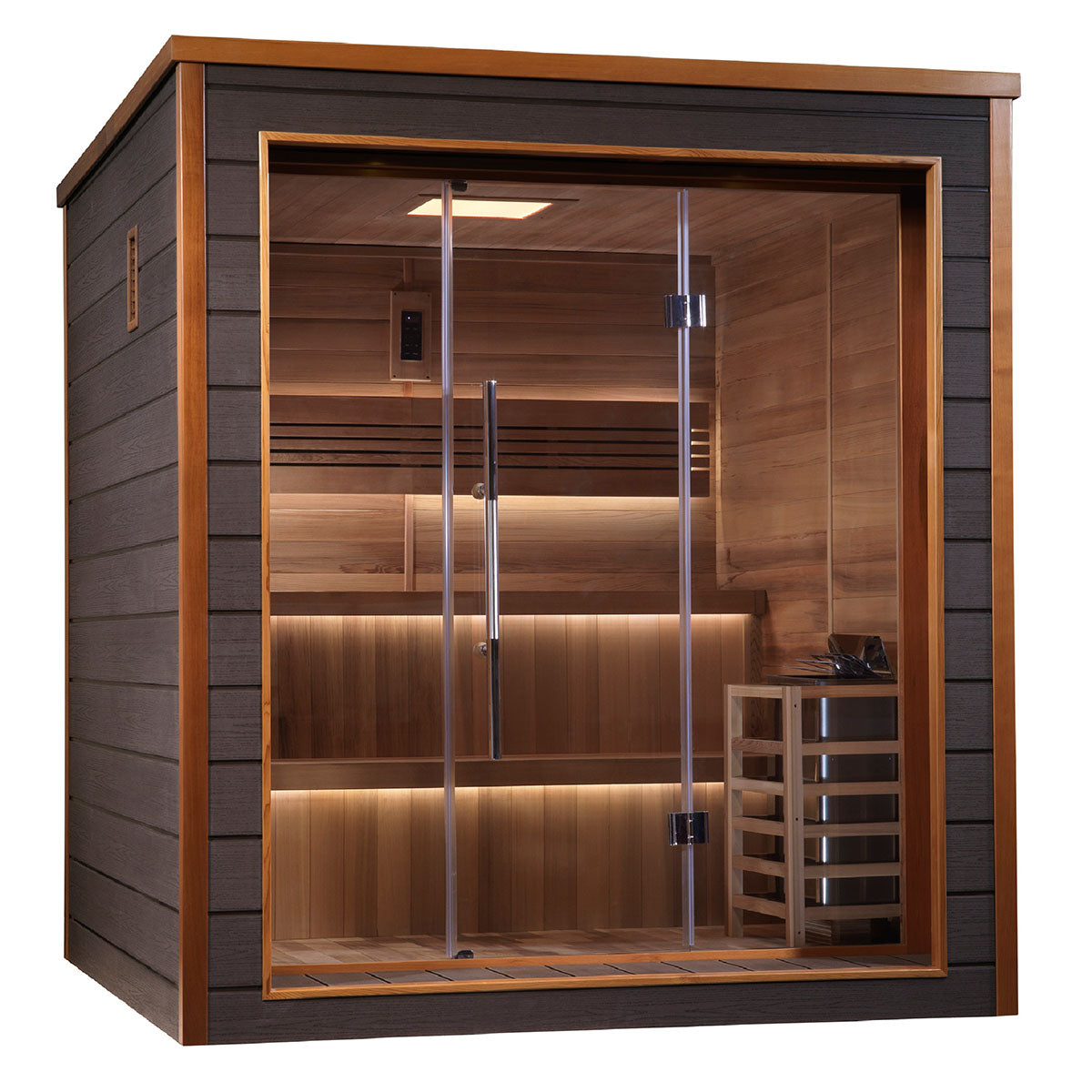 Golden Designs Bergen 6 Person Outdoor Traditional Sauna - Canadian Red Cedar Interior