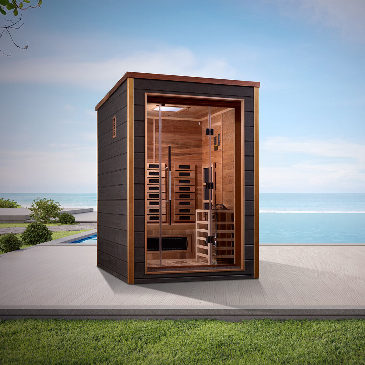 Golden Designs Nora 2-Person Full Spectrum Hybrid Sauna in Red Cedar Wood Interior