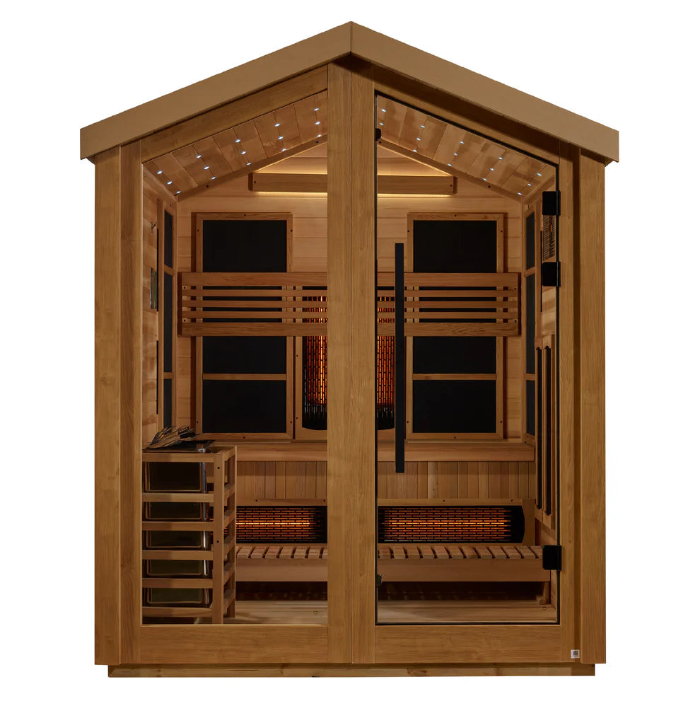 Golden Designs Loviisa 3 Person Hybrid Outdoor Sauna - Canadian Red Cedar Interior