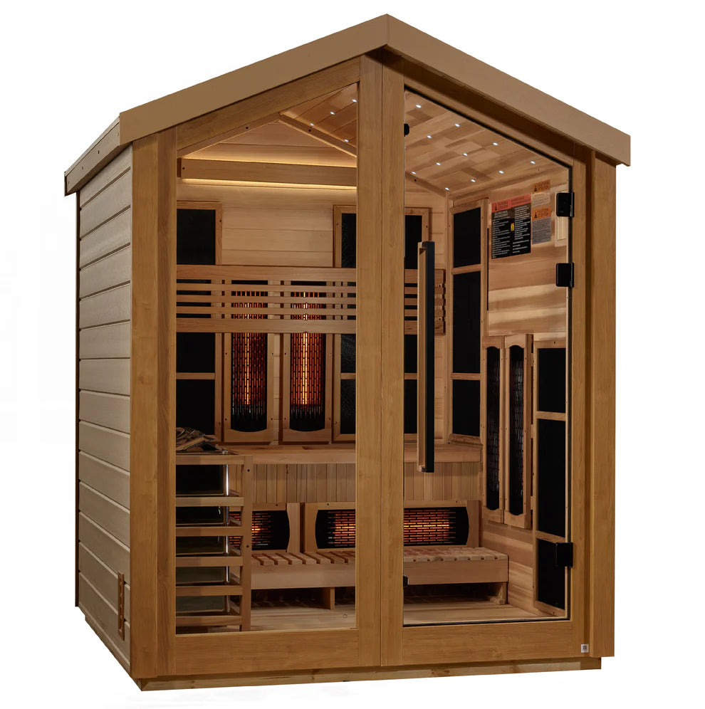 Golden Designs Loviisa 3 Person Hybrid Outdoor Sauna - Canadian Red Cedar Interior