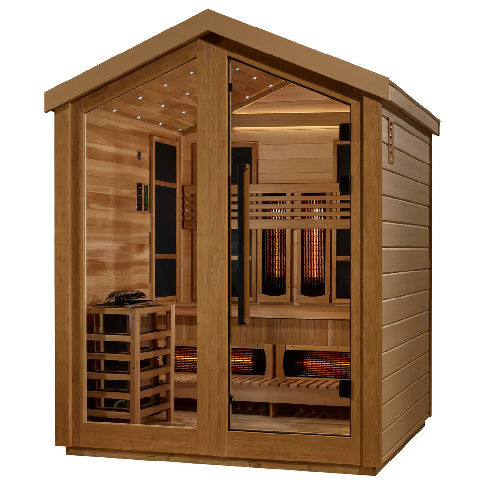 Golden Designs Loviisa 3 Person Hybrid Outdoor Sauna - Canadian Red Cedar Interior