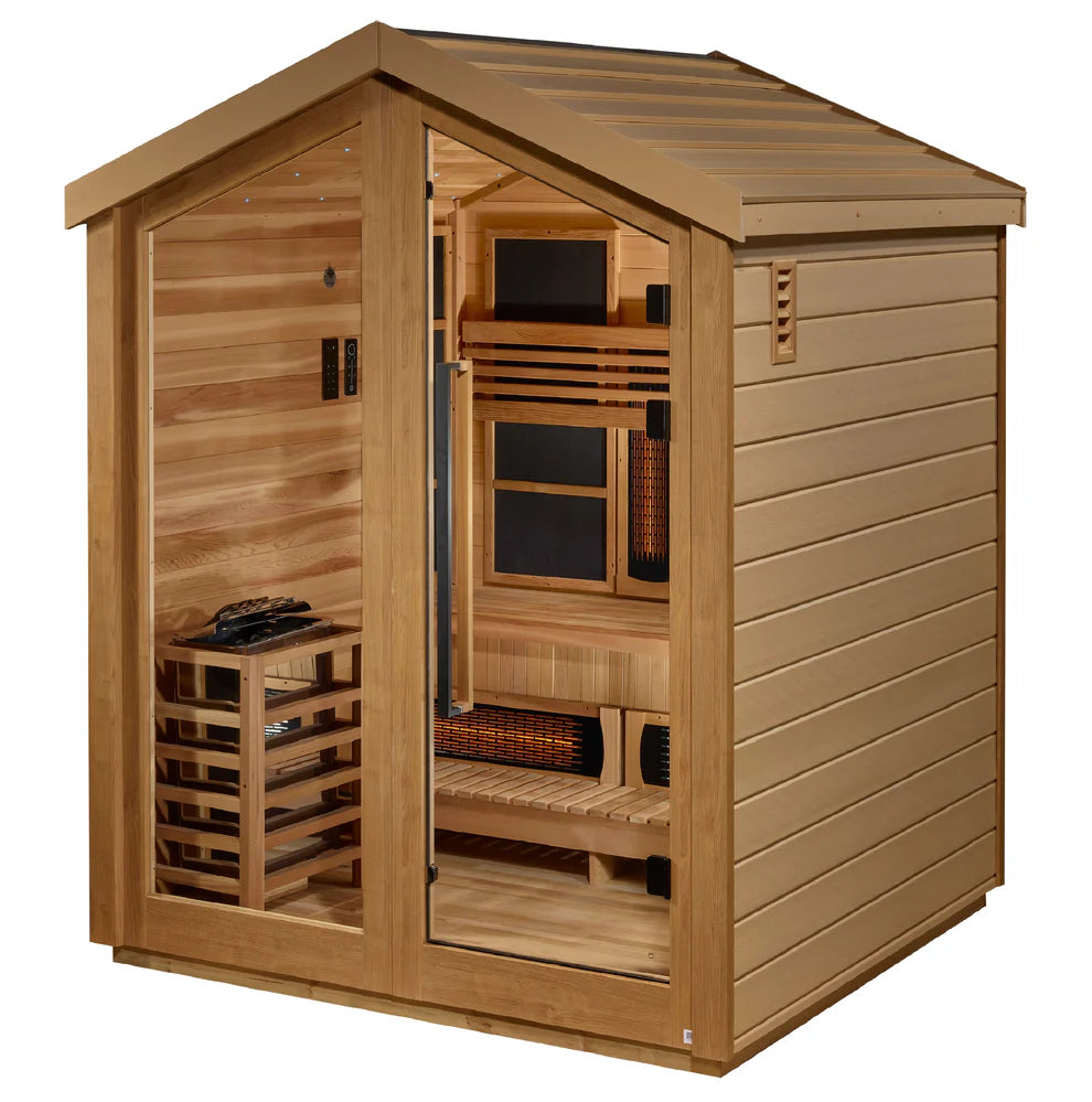 Golden Designs Loviisa 3 Person Hybrid Outdoor Sauna - Canadian Red Cedar Interior