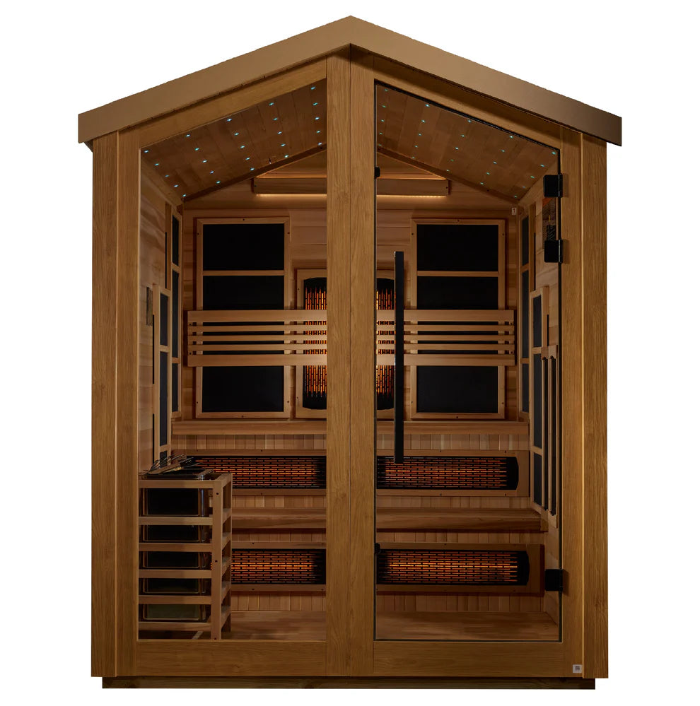 Golden Designs Kaskinen 6-Person Full Spectrum Hybrid Outdoor Sauna - Canadian Red Cedar Interior