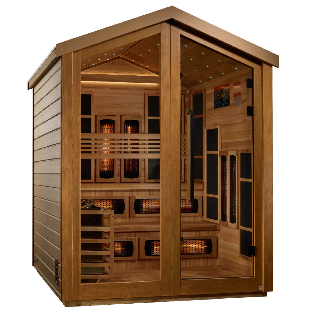Golden Designs Kaskinen 6-Person Full Spectrum Hybrid Outdoor Sauna - Canadian Red Cedar Interior