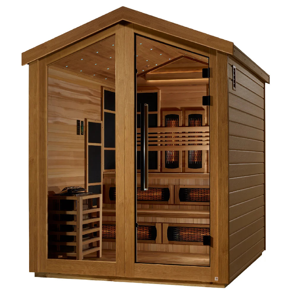 Golden Designs Kaskinen 6-Person Full Spectrum Hybrid Outdoor Sauna - Canadian Red Cedar Interior