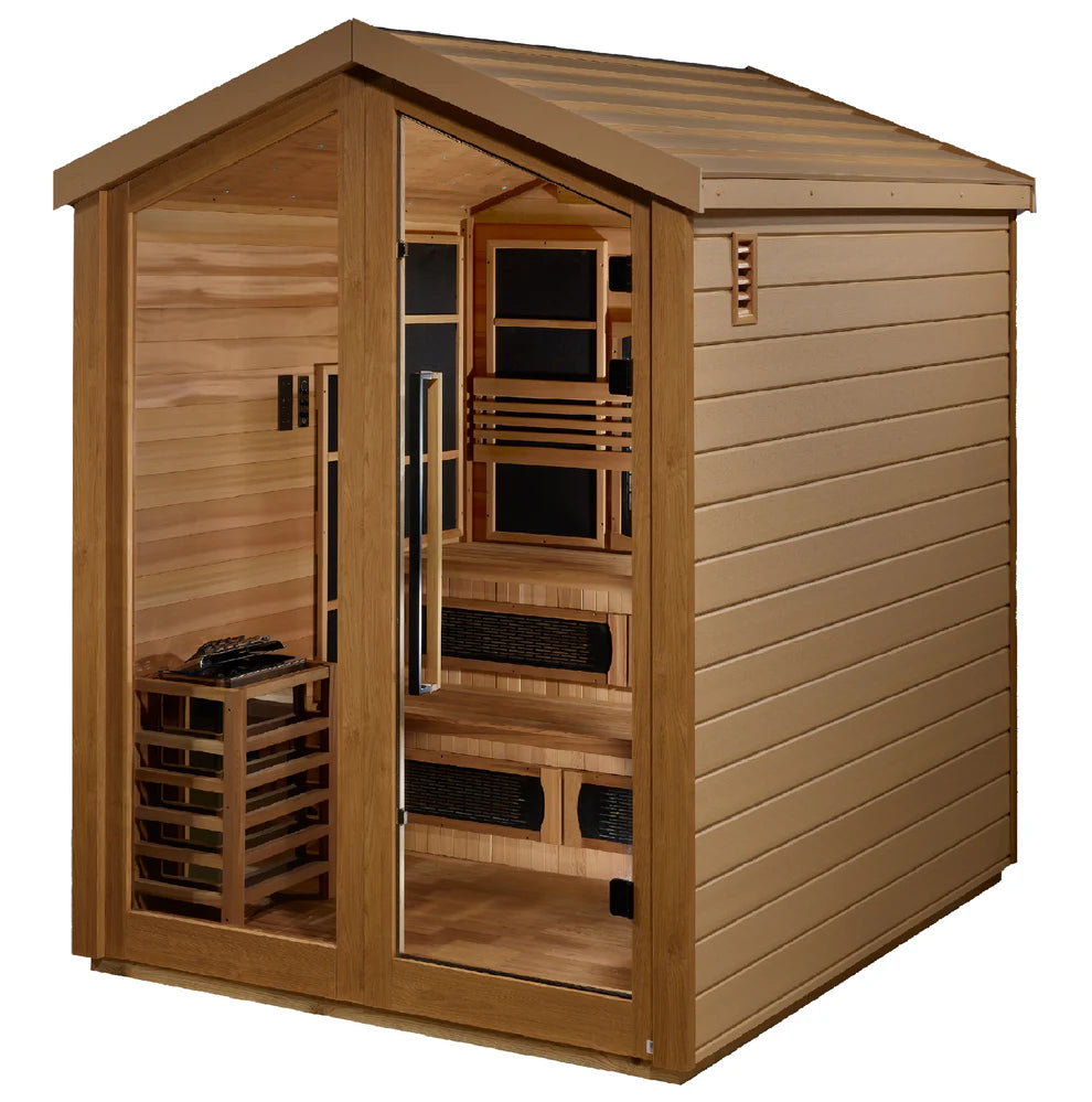 Golden Designs Kaskinen 6-Person Full Spectrum Hybrid Outdoor Sauna - Canadian Red Cedar Interior