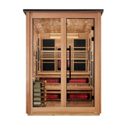 Golden Designs Kaskinen 6 Person Hybrid Outdoor Sauna - Canadian Red Cedar Interior, Pacific Cedar Finish