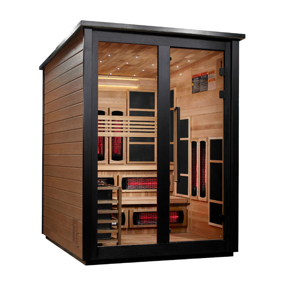Golden Designs Kaskinen 6 Person HybridOutdoor Sauna - Canadian Red Cedar Interior, 2 Tone Finish