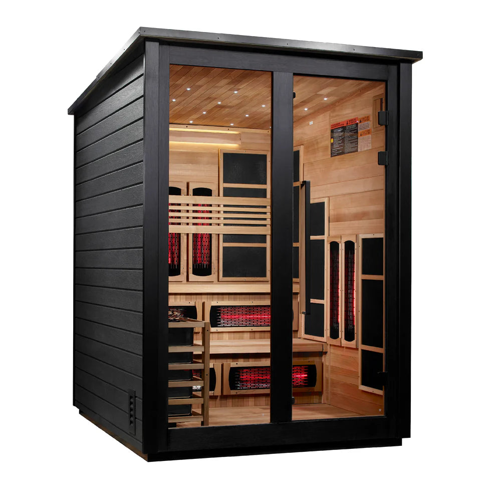 Golden Designs Kaskinen 6 Person Hybrid Outdoor Sauna - Canadian Red Cedar Interior, Black Finish