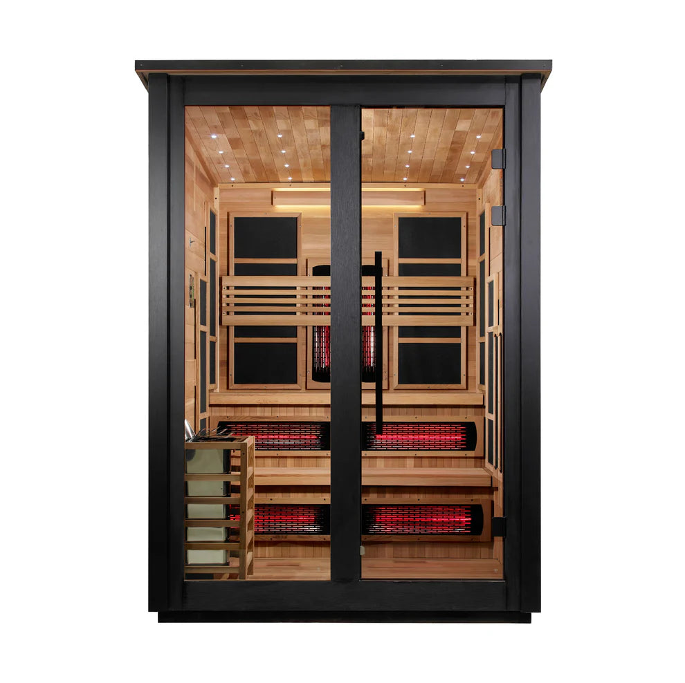 Golden Designs Kaskinen 6 Person Hybrid Outdoor Sauna - Canadian Red Cedar Interior, Black Finish
