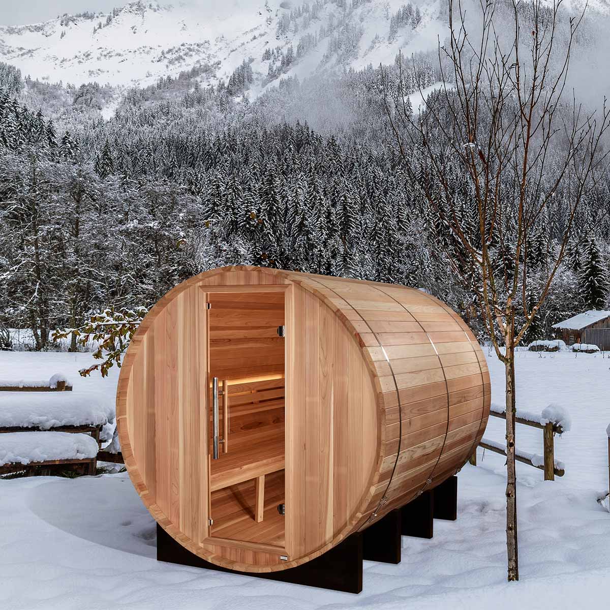 Golden Designs Klosters 6 Person Barrel Traditional Sauna -  Pacific Cedar